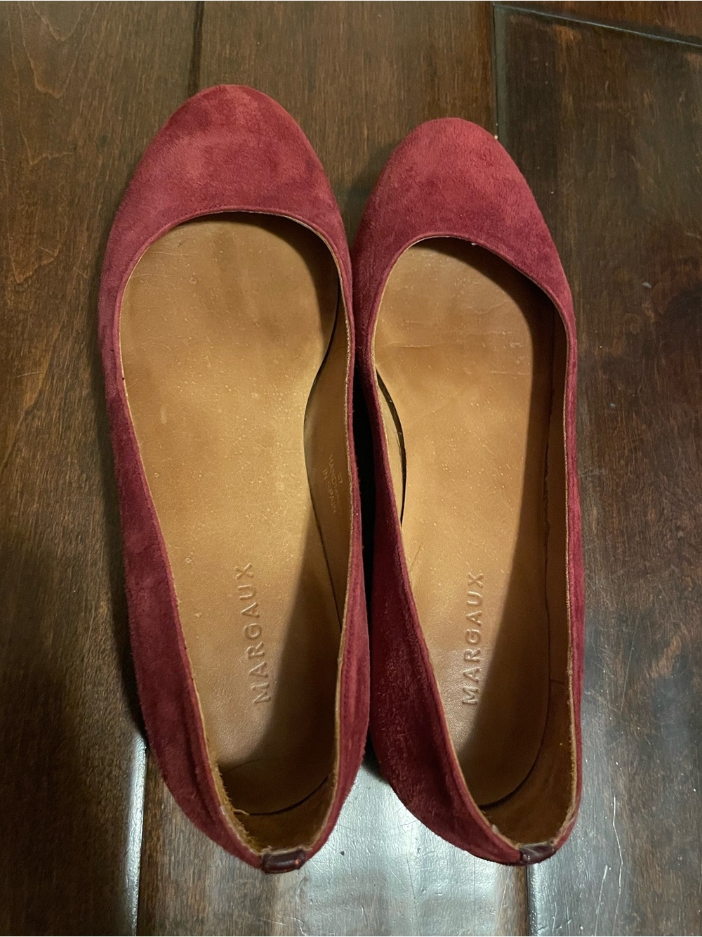 Margaux Burgundy Suede Round-Toe Ballet Flats SZ 7